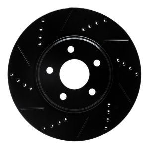 Chevrolet Malibu Brake Rotor (1) - Front Left - R1 Concepts - Drilled & Slotted - Black - `04-`12